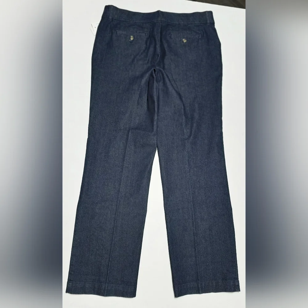 NWT Christopher & Banks Womens 12 Dark Blue Denim Pants Signature Comfort - Picture 2 of 12